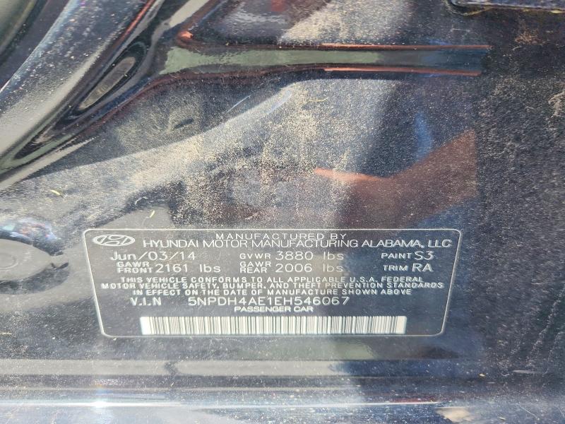60667156 :رقم المزاد ، 5NPDH4AE1EH546067 vin ، 2014 Hyundai Elantra مزاد بيع