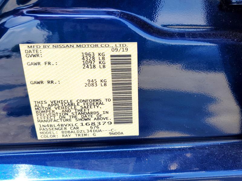 Продаж на аукціоні авто 2020 Nissan Altima, vin: 1N4BL4BVXLC168379, номер лоту: 59739836