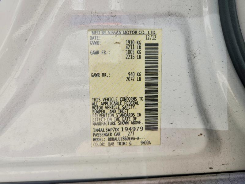 Продаж на аукціоні авто 2013 Nissan Altima, vin: 1N4AL3AP7DC194979, номер лоту: 61372696