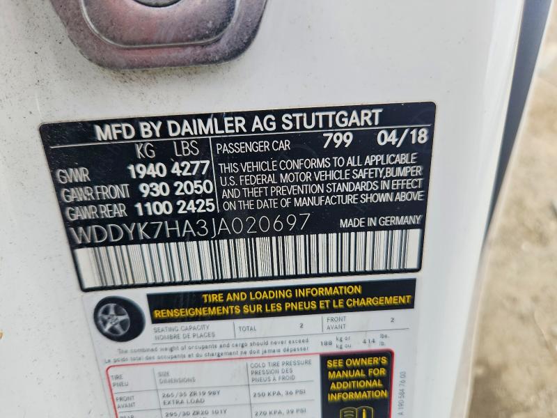 Продаж на аукціоні авто 2018 Mercedes-benz Amg Gt, vin: WDDYK7HA3JA020697, номер лоту: 59856956