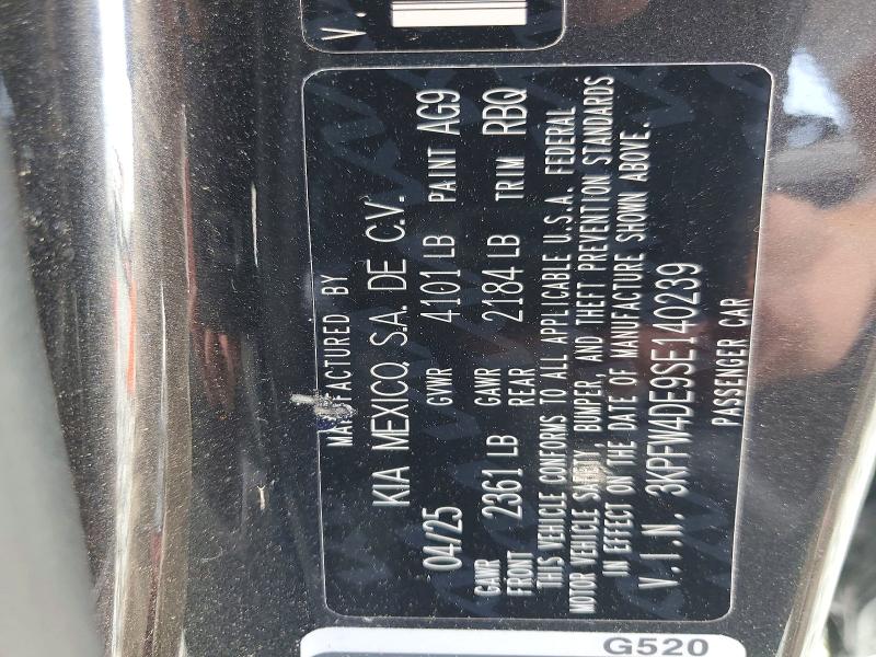 62973436 :رقم المزاد ، 3KPFW4DE9SE140239 vin ، 2025 Kia K4 مزاد بيع