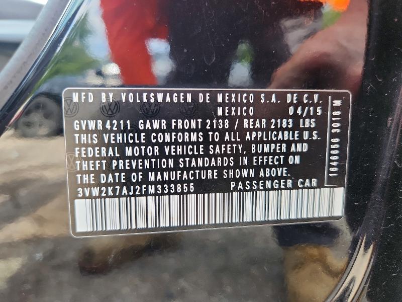 Aukcja sprzedaży 2015 Volkswagen Jetta, vin: 3VW2K7AJ2FM333855, numer aukcji: 62760806