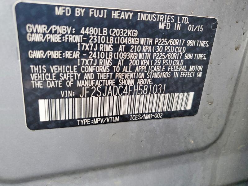 60443916 :رقم المزاد ، JF2SJADC4FH581031 vin ، 2015 Subaru Forester مزاد بيع