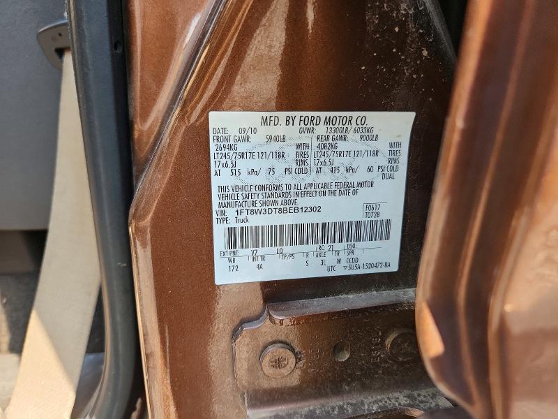 62854216 :رقم المزاد ، 1FT8W3DT8BEB12302 vin ، 2011 Ford F350 مزاد بيع