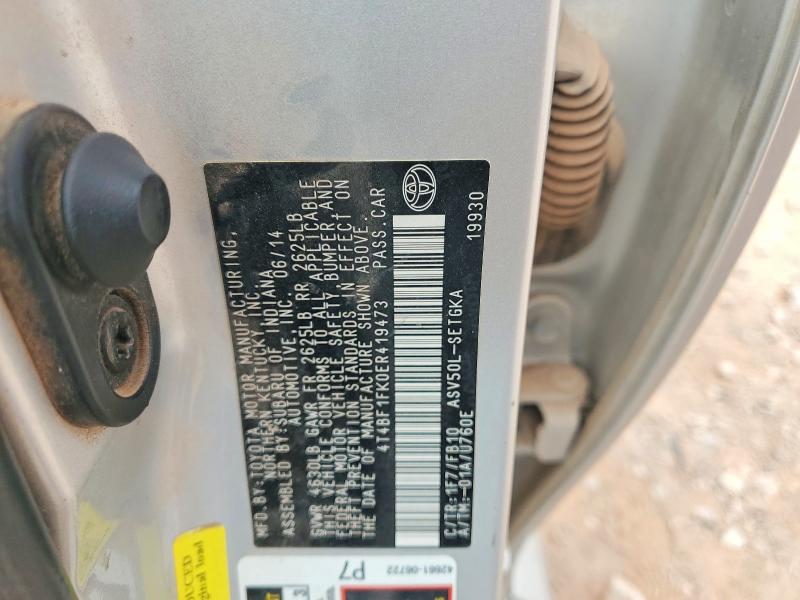 2014 Toyota Camry მანქანა იყიდება აუქციონზე, vin: 4T4BF1FK0ER419473, აუქციონის ნომერი: 59973646