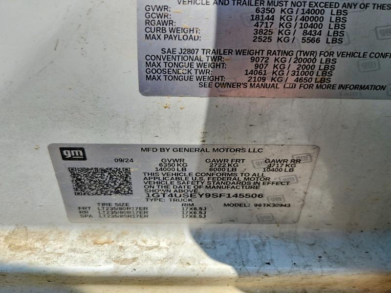 62084766 :رقم المزاد ، 1GT4USEY9SF145506 vin ، 2025 Gmc Sierra مزاد بيع