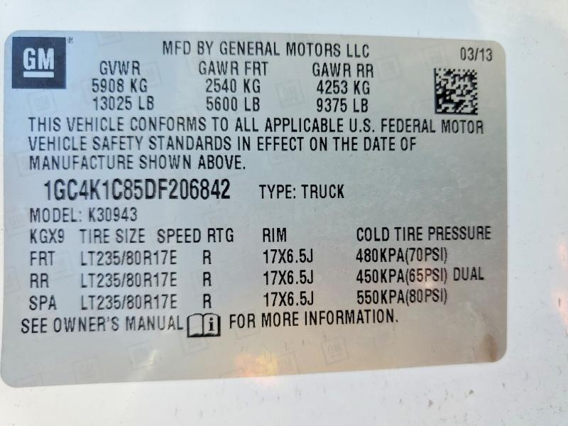63047376 :رقم المزاد ، 1GC4K1C85DF206842 vin ، 2013 Chevrolet Silverado مزاد بيع