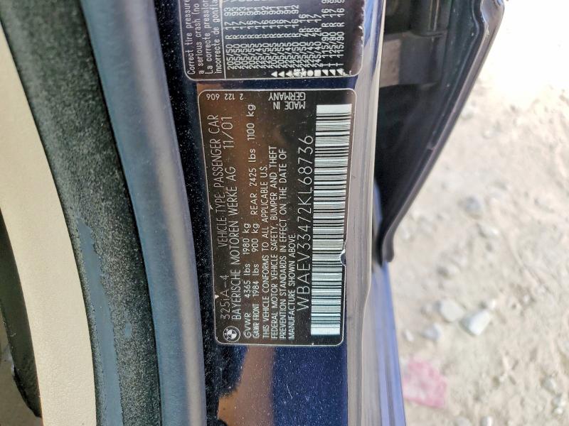Продаж на аукціоні авто 2002 Bmw 325, vin: WBAEV33472KL68736, номер лоту: 60238636