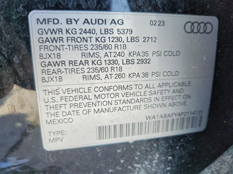 Aukcja sprzedaży 2023 Audi Q5, vin: WA1ABAFY4P2114125, numer aukcji: 62686206