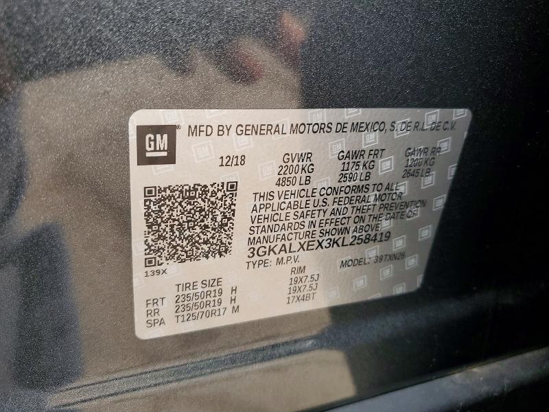 60364376 :رقم المزاد ، 3GKALXEX3KL258419 vin ، 2019 Gmc Terrain مزاد بيع