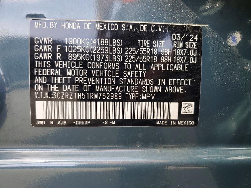 Продаж на аукціоні авто 2024 Honda Hr-v, vin: 3CZRZ1H51RM752989, номер лоту: 59726176