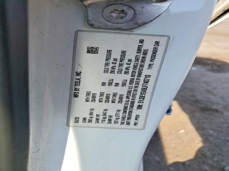 60465256 :رقم المزاد ، 5YJ3E1EA9LF740710 vin ، 2020 Tesla Model 3 مزاد بيع