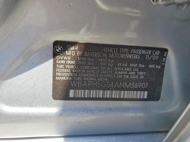 60258116 :رقم المزاد ، WBAPH5G54ANM36907 vin ، 2010 Bmw 328 مزاد بيع