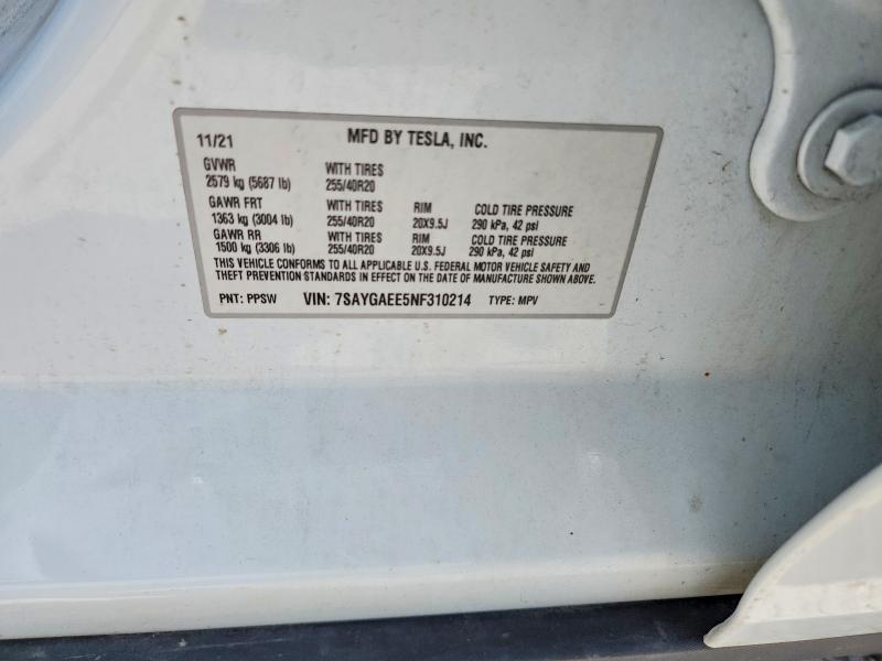 Aukcja sprzedaży 2022 Tesla Model Y, vin: 7SAYGAEE5NF310214, numer aukcji: 60661386