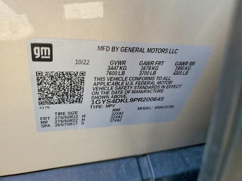 59257806 :رقم المزاد ، 1GYS4DKL9PR200645 vin ، 2023 Cadillac Escalade مزاد بيع