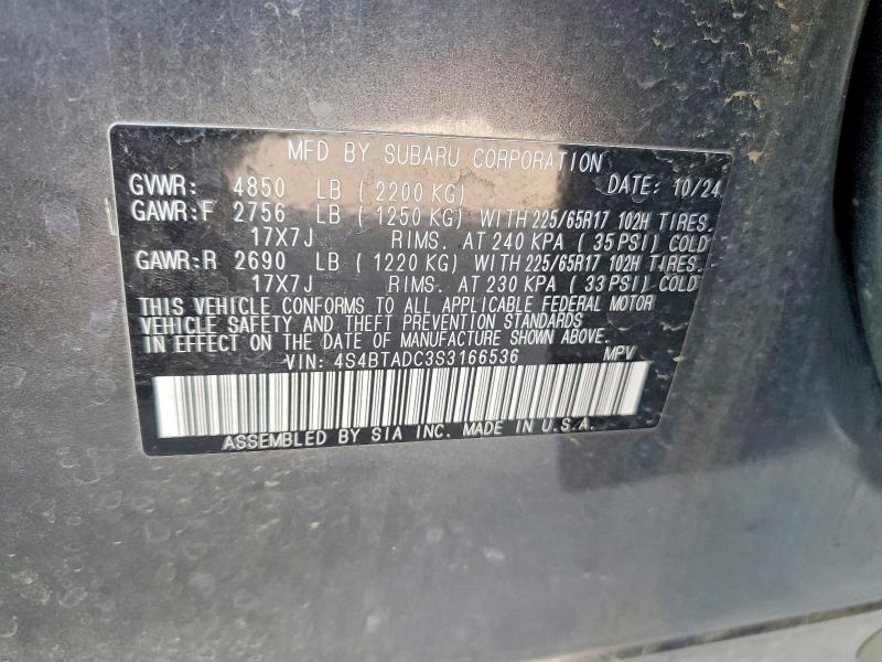 Продажа на аукционе авто 2025 Subaru Outback, vin: 4S4BTADC3S3166536, номер лота: 60356956