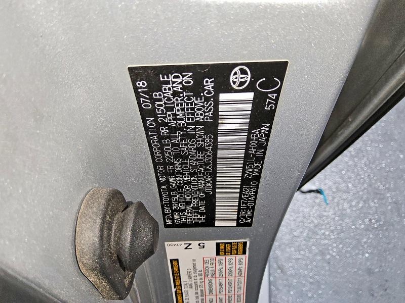 Продаж на аукціоні авто 2018 Toyota Prius, vin: JTDKARFU6J3064385, номер лоту: 59139576