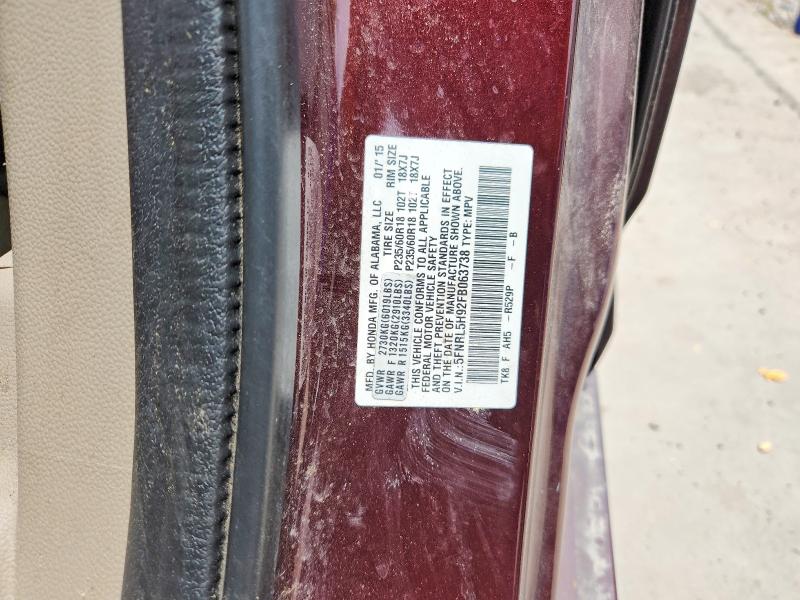 Aukcja sprzedaży 2015 Honda Odyssey, vin: 5FNRL5H92FB063738, numer aukcji: 61887876