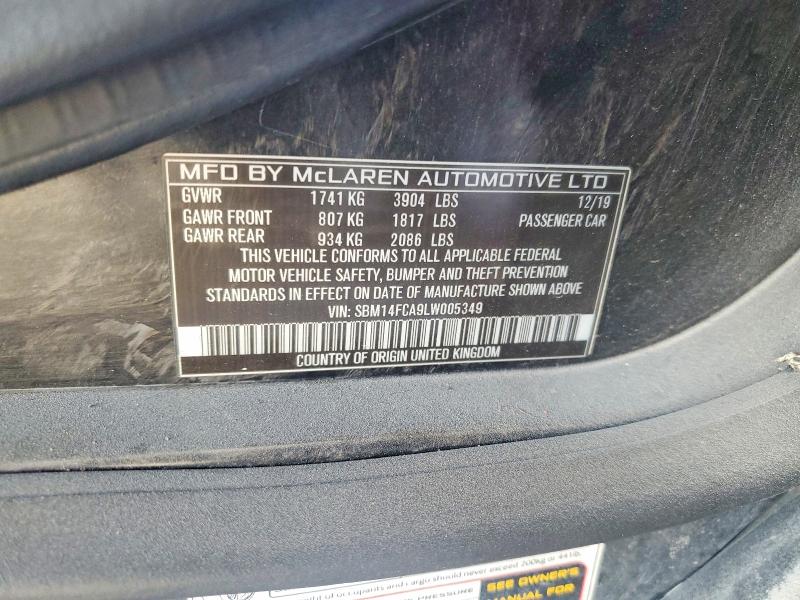 58217676 :رقم المزاد ، SBM14FCA9LW005349 vin ، 2020 Mclaren Automotive 720s مزاد بيع