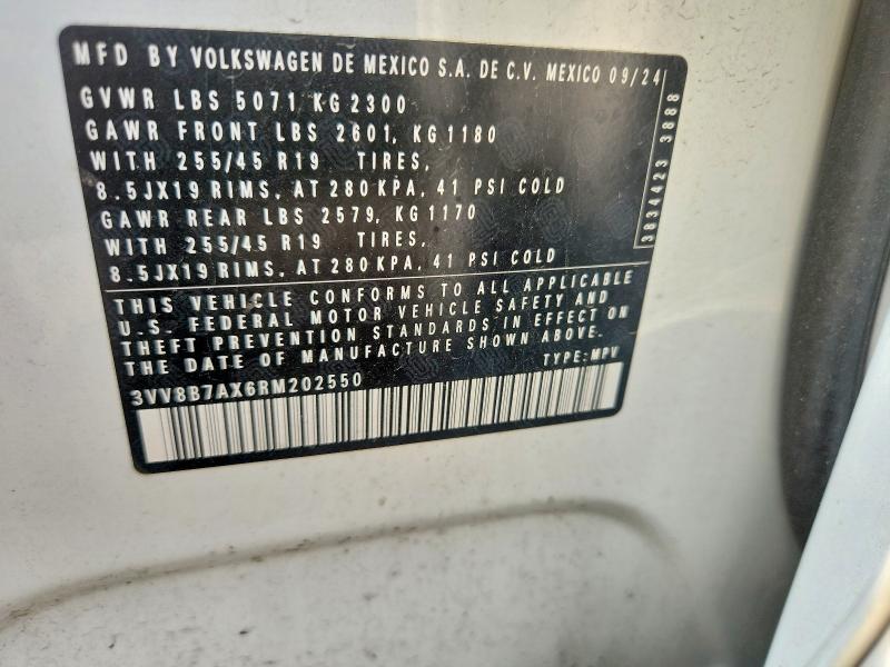 Aukcja sprzedaży 2024 Volkswagen Tiguan, vin: 3VV8B7AX6RM202550, numer aukcji: 62423836