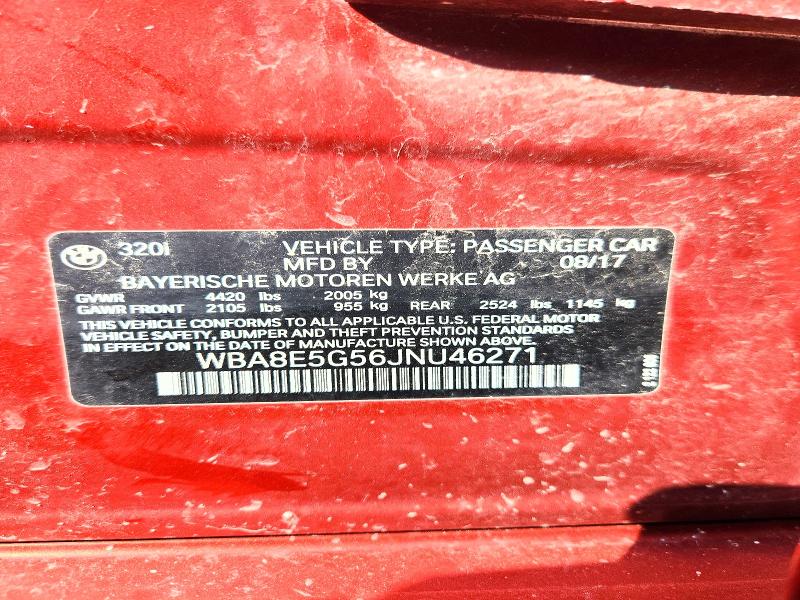 Продаж на аукціоні авто 2018 Bmw 320, vin: WBA8E5G56JNU46271, номер лоту: 60633696