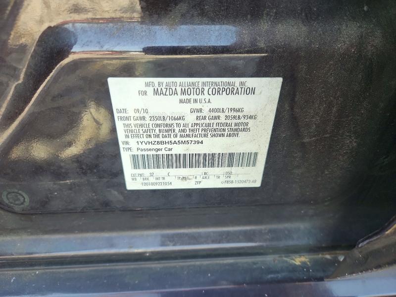Aukcja sprzedaży 2010 Mazda 6, vin: 1YVHZ8BH5A5M57394, numer aukcji: 59632196