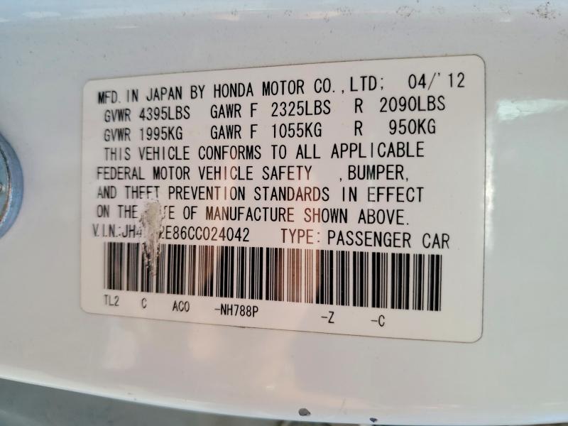 Продажа на аукционе авто 2012 Acura Tsx, vin: JH4CU2E86CC024042, номер лота: 60852836