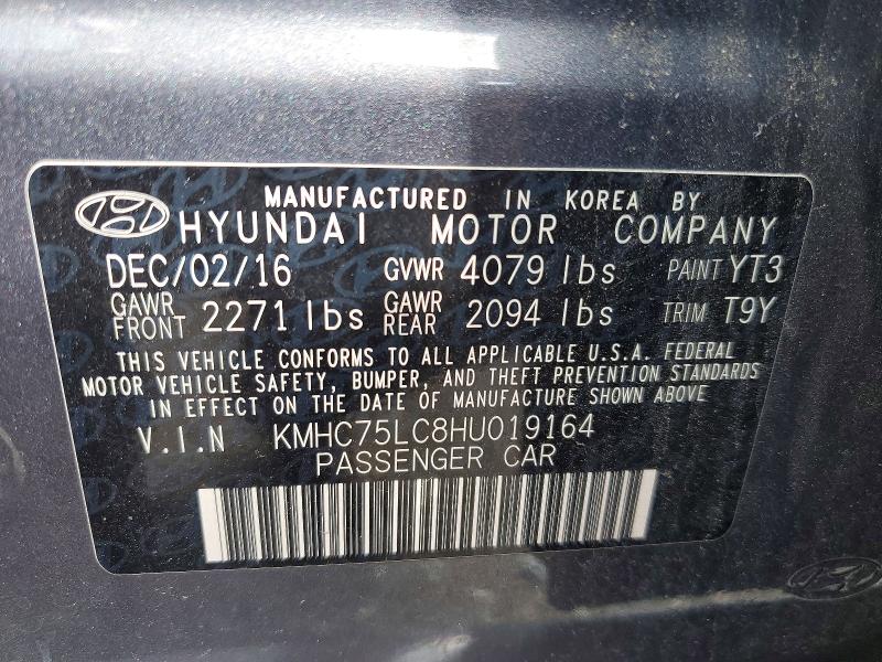 Aukcja sprzedaży 2017 Hyundai Ioniq, vin: KMHC75LC8HU019164, numer aukcji: 62960716
