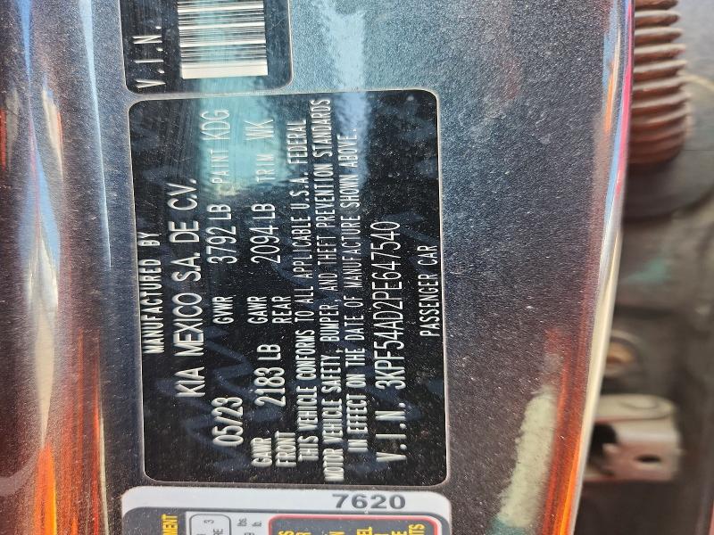 62673076 :رقم المزاد ، 3KPF54AD2PE647540 vin ، 2023 Kia Forte مزاد بيع