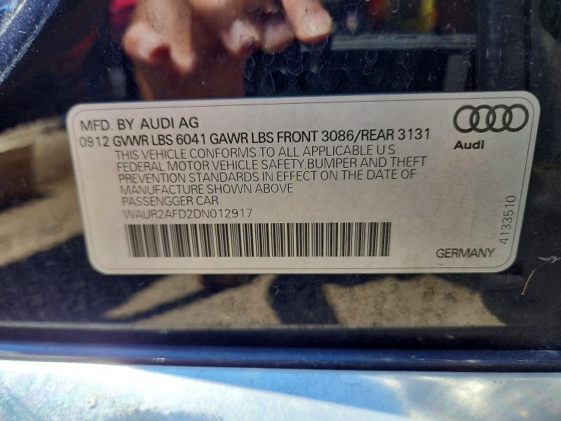 2013 Audi A8 მანქანა იყიდება აუქციონზე, vin: WAUR2AFD2DN012917, აუქციონის ნომერი: 63103706