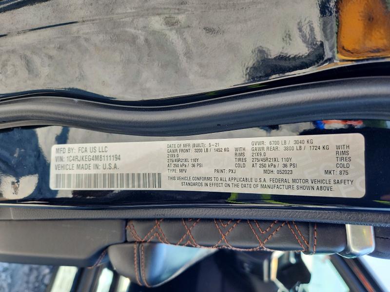 Aukcja sprzedaży 2021 Jeep Grand Cherokee, vin: 1C4RJKEG4M8111194, numer aukcji: 62123206