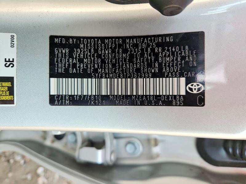 Продаж на аукціоні авто 2026 Toyota Corolla, vin: 5YFB4MDE8TP362999, номер лоту: 61983586