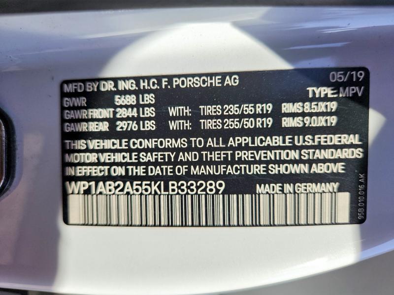 Aukcja sprzedaży 2019 Porsche Macan, vin: WP1AB2A55KLB33289, numer aukcji: 62483096
