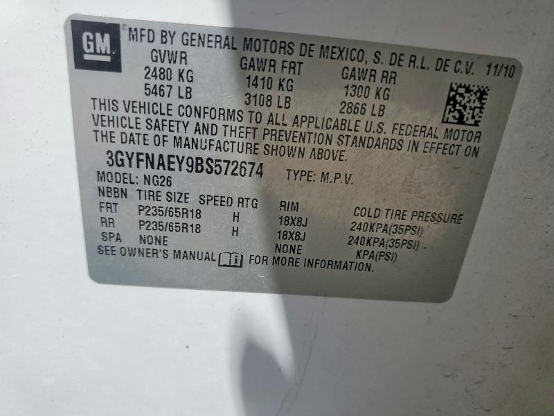 61253876 :رقم المزاد ، 3GYFNAEY9BS572674 vin ، 2011 Cadillac Srx مزاد بيع