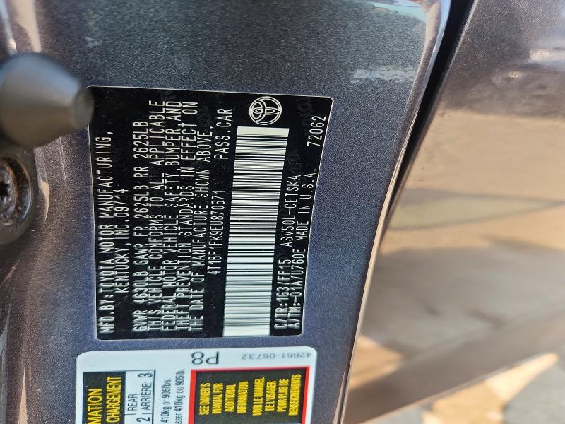 62634996 :رقم المزاد ، 4T1BF1FK9EU870671 vin ، 2014 Toyota Camry مزاد بيع