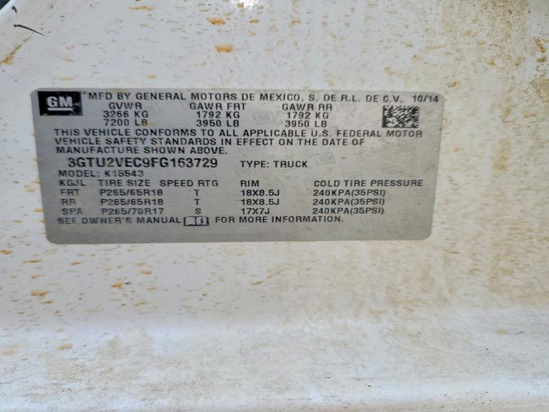 2015 Gmc Sierra მანქანა იყიდება აუქციონზე, vin: 3GTU2VEC9FG163729, აუქციონის ნომერი: 59708146