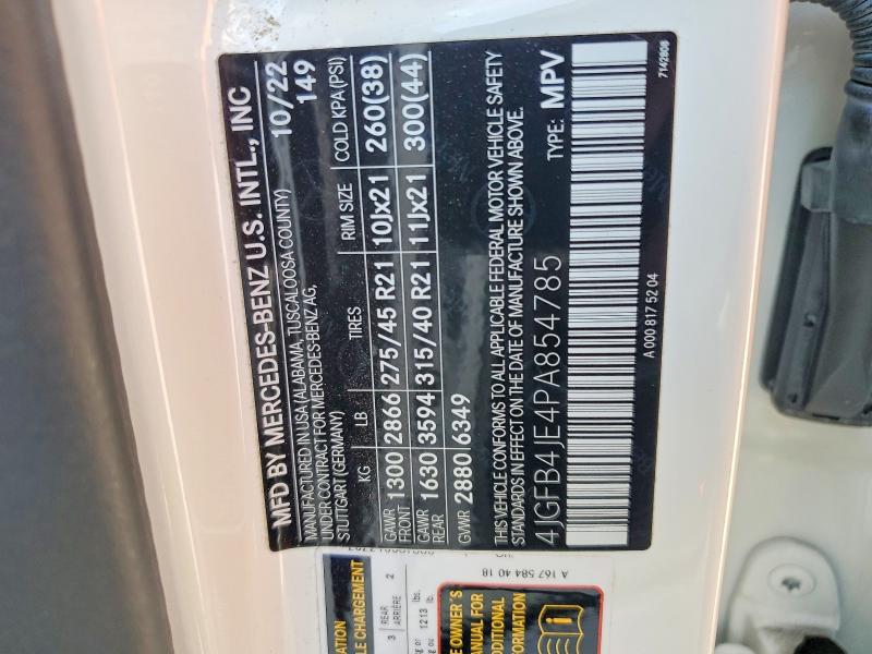 Aukcja sprzedaży 2023 Mercedes-benz Gle, vin: 4JGFB4JE4PA854785, numer aukcji: 59302396