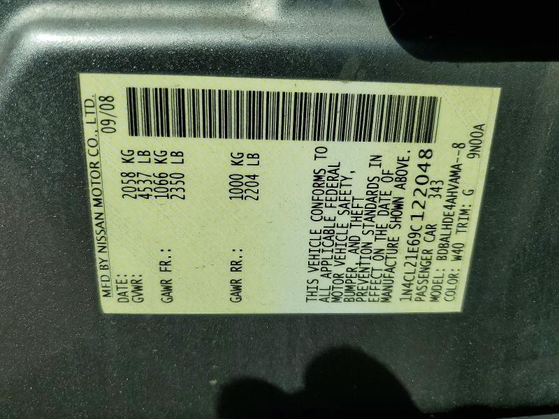 2009 Nissan Altima მანქანა იყიდება აუქციონზე, vin: 1N4CL21E69C122048, აუქციონის ნომერი: 60476306