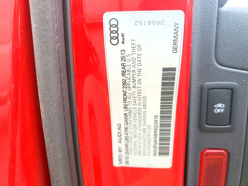 Aukcja sprzedaży 2017 Audi A4, vin: WAUENAF48HN023416, numer aukcji: 60574356