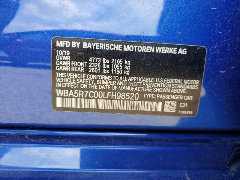 2020 Bmw 330xi მანქანა იყიდება აუქციონზე, vin: WBA5R7C00LFH98520, აუქციონის ნომერი: 60078116