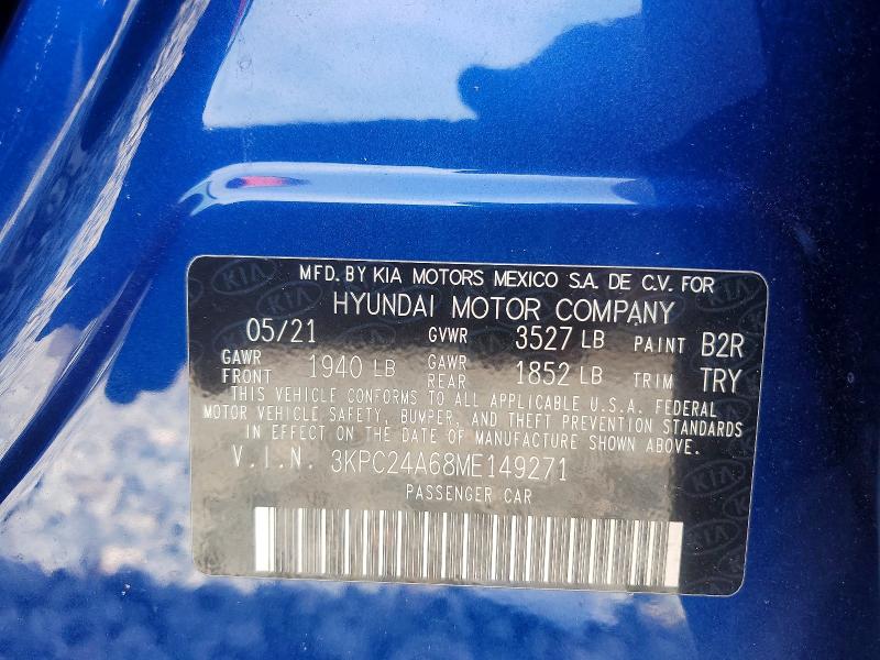 Aukcja sprzedaży 2021 Hyundai Accent, vin: 3KPC24A68ME149271, numer aukcji: 59834656