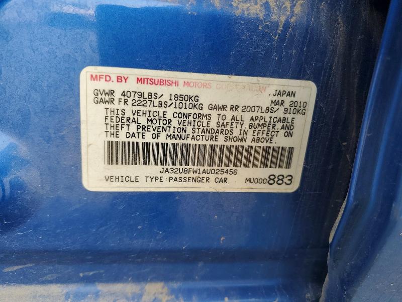 62848356 :رقم المزاد ، JA32U8FW1AU025456 vin ، 2010 Mitsubishi Lancer مزاد بيع