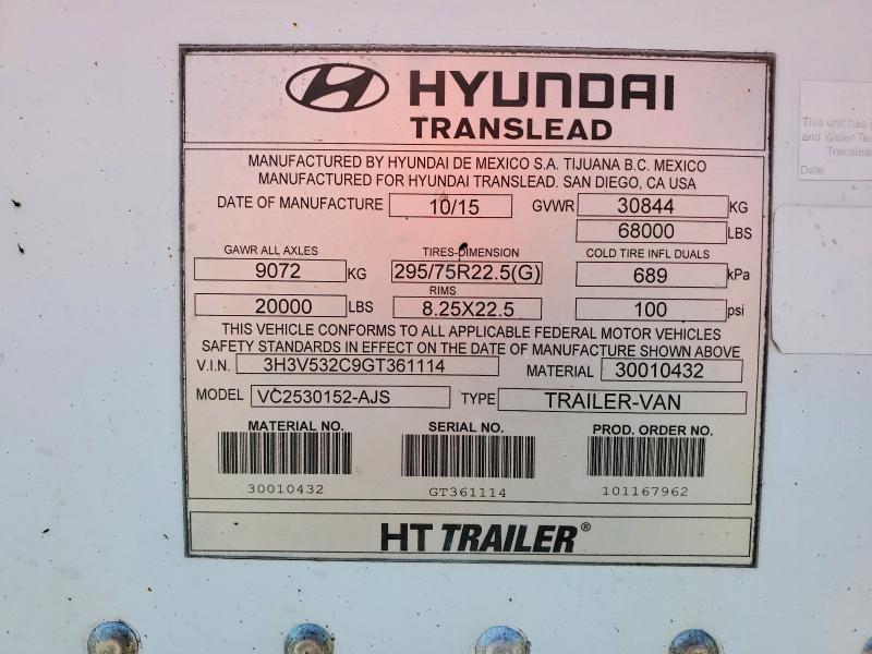 60018606 :رقم المزاد ، 3H3V532C9GT361114 vin ، 2016 Hyun Trailer مزاد بيع