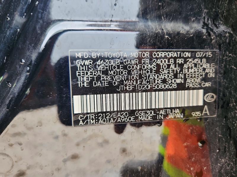 60896676 :رقم المزاد ، JTHBF1D20F5080628 vin ، 2015 Lexus Is مزاد بيع