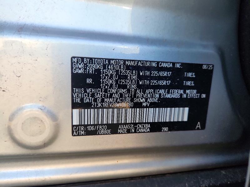 62720696 :رقم المزاد ، 2T3K1RFV2SW406180 vin ، 2025 Toyota Rav4 مزاد بيع
