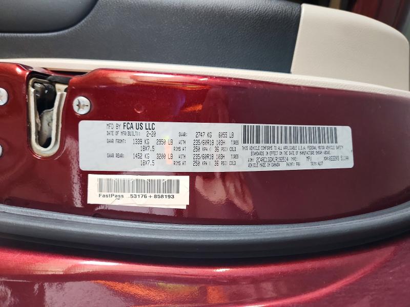 Aukcja sprzedaży 2020 Chrysler Pacifica, vin: 2C4RC1GGXLR192514, numer aukcji: 60752426