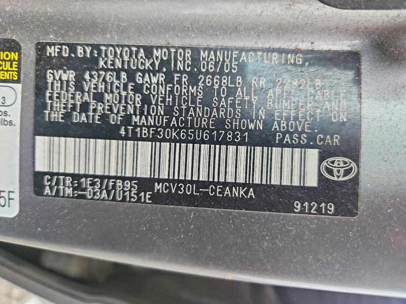 Продажа на аукционе авто 2005 Toyota Camry, vin: 4T1BF30K65U617831, номер лота: 62028806