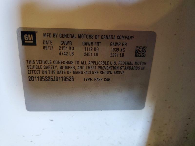 Aukcja sprzedaży 2018 Chevrolet Impala, vin: 2G1105S35J9119526, numer aukcji: 59706036