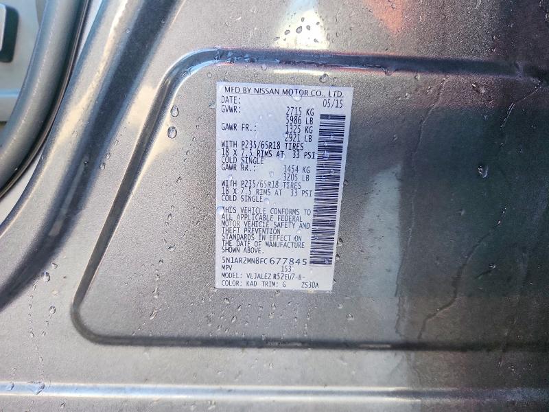 Продажа на аукционе авто 2015 Nissan Pathfinder, vin: 5N1AR2MN8FC677845, номер лота: 61496686