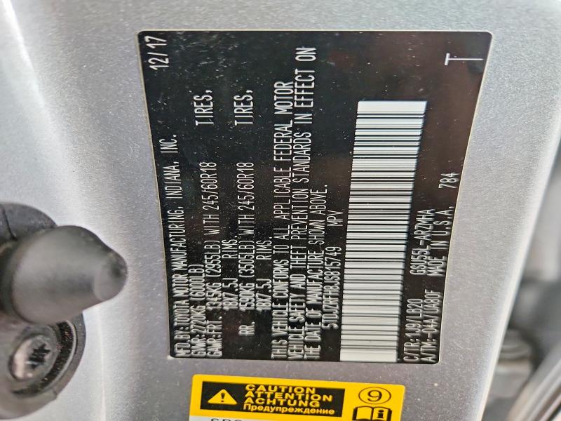 Aukcja sprzedaży 2018 Toyota Highlander, vin: 5TDJZRFH8JS815749, numer aukcji: 61372806